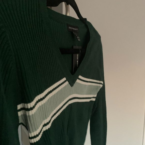 Emarald Green Bardot striped tee - Streetwear Society - Fall Apparell - Picture 5 of 6